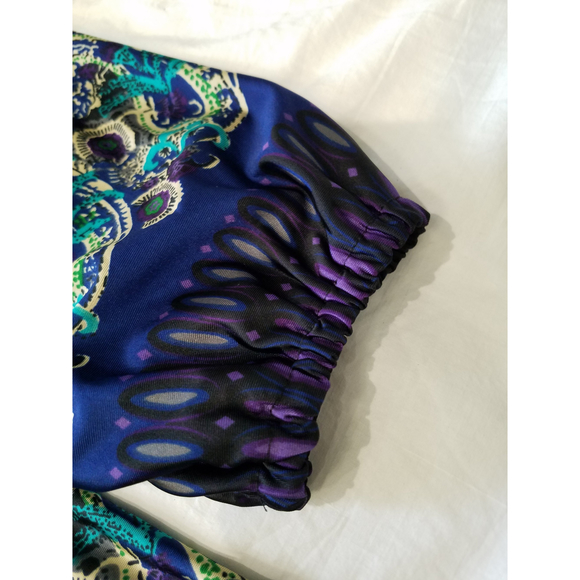 Venus NWOT Paisley Long Sleeve V-neck Elastic Waist Super Soft Stretchy Sz M - Picture 4 of 11